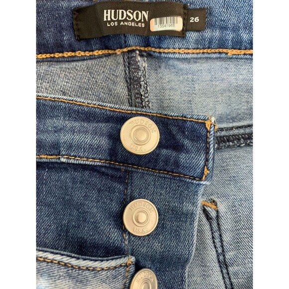 Hudson Women's size 26 Holly Straight Two Tone Waist Band Button Fly Jeans - Picture 4 of 10